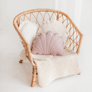 MINICAMP Linen Sea Shell Pillow – Pink Throw Pillow for Coastal & Beach Decor