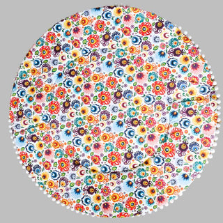 Colorful Kids Playmat with Pom Pom Trim