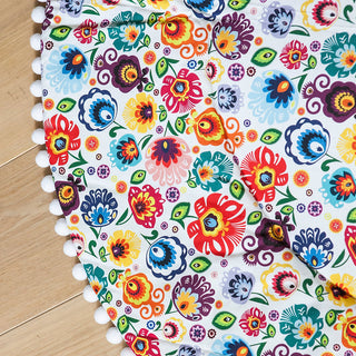 Colorful Kids Playmat with Pom Pom Trim