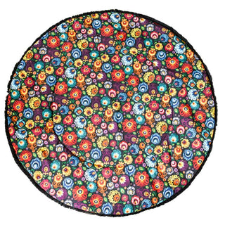 Floral Baby Playmat with Black Fringe Trim