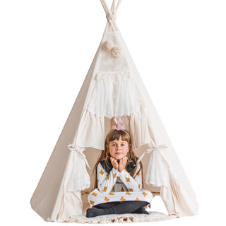 MINICAMP Boho Style Teepee palapinė vaikams su užuolaidomis