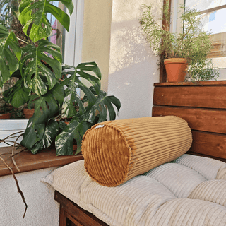 Corduroy Bolster Pillow – Roll Cushion for Floor Mattresses | Mustard