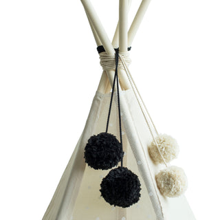 Pom Pom Teepee palapinės tvarsčiai - Dekoratyviniai PomPoms |Spalva: Juoda