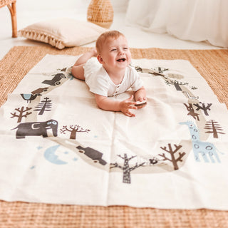 Baby Milestone antklodė – 100% natūralus linas, puikiai tinka kasmėnesio augimo nuotraukoms