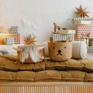 Žaislų krepšys iš veltinio | Škotiška karvutė