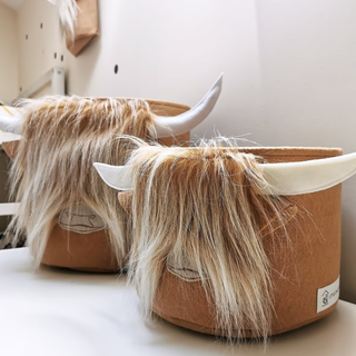 Žaislų krepšys iš veltinio | Škotiška karvutė