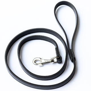 Genuine Leather Dog Leash in Classic Style – Black – Premium Handcrafted Leather Lead
