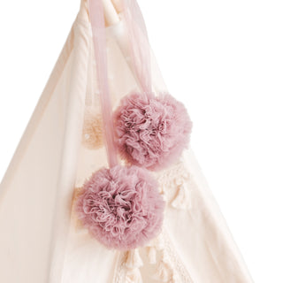 MINICAMP Dusty Rose Tulle Pom Poms – rankų darbo dekoratyviniai akcentai