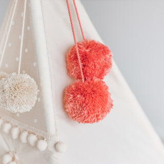 Pom Pom Teepee Tent Toppers - Decorative PomPoms |Colour: Coral