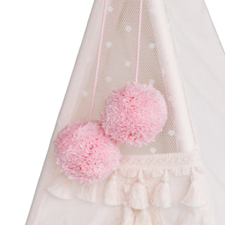 „Pom Pom Teepee“ palapinės tvarsčiai – dekoratyviniai „PomPoms“ |Spalva: kūdikių rožinė