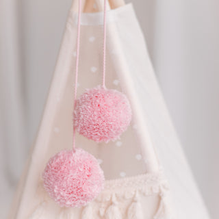 „Pom Pom Teepee“ palapinės tvarsčiai – dekoratyviniai „PomPoms“ |Spalva: kūdikių rožinė