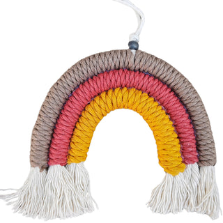 MINICAMP Macrame Rainbow pakabinamas ant sienos menas, skirtas Teepee dekorui – raudona geltona