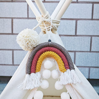 MINICAMP Macrame Rainbow pakabinamas ant sienos menas, skirtas Teepee dekorui – raudona geltona