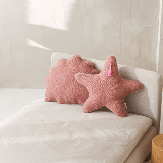 MINICAMP Rose Boucle Sea Shell Pillow with Chic Metallic Trim
