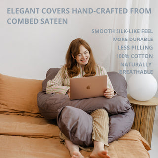 MINICAMP U-Shaped Comfort Pillow with Natural Sateen Cotton Cover in Cacao | Kapok or PES Filling
