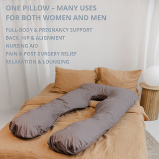 MINICAMP U-Shaped Comfort Pillow with Natural Sateen Cotton Cover in Cacao | Kapok or PES Filling