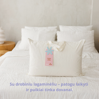 Natūrali kapoko pagalvė miegui su eko medvilnės užvalkalu | balta