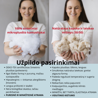 MINICAMP U formos kūno pagalvė su satino užvalkalu, pudros spalvos | Kapoko ir latekso mišinys arba sintetinis pluoštas
