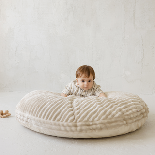 MINICAMP large kids floor cushion with a soft minky corduroy-style fabric in ecru