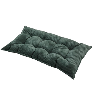 Green Corduroy tufted floor cushion on a white background