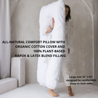 MINICAMP U-Shaped Body Pillow with Organic Cover in White | Kapok & Latex Blend or PES Filling