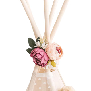 MINICAMP Peony Flower Garland for Teepee & Kids Room Decor | White, Beige & Purple