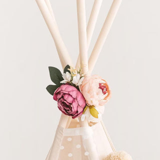 MINICAMP Peony Flower Garland for Teepee & Kids Room Decor | White, Beige & Purple