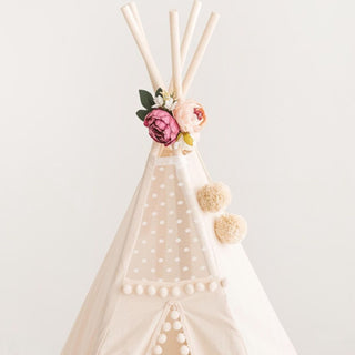 MINICAMP Peony Flower Garland for Teepee & Kids Room Decor | White, Beige & Purple