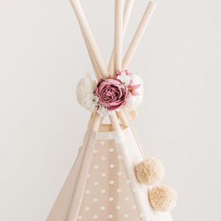 MINICAMP Peony Flower Garland for Teepee & Kids Room Decor | White & Lilac