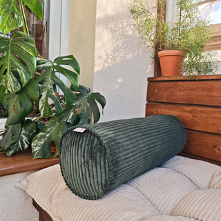 Corduroy Bolster Pillow – Roll Cushion for Floor Mattresses | Petrol Green