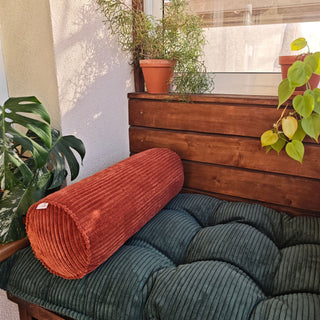 Corduroy Bolster Pillow – Roll Cushion for Floor Mattresses | Terracotta