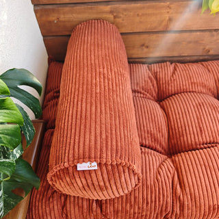 Corduroy Bolster Pillow – Roll Cushion for Floor Mattresses | Terracotta