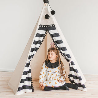 Monochrome Style Kids Teepee Tent in Black & White