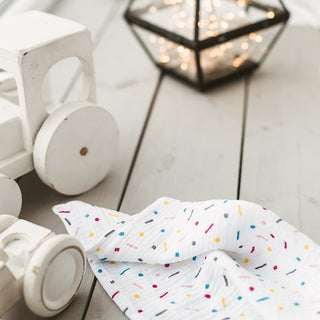 Confetti Baby Swaddles and Burp Cloths from Ultra soft Muslin