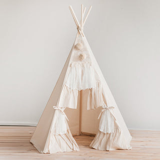 Boho Style Teepee Tent for Kids with Curtains
