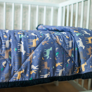 Blue Baby Bed Cover with Forest Animals