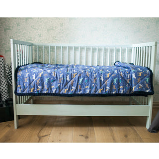 Blue Baby Bed Cover with Forest Animals