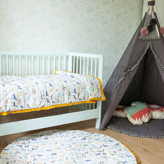 Baby Bedspread from 100% Cotton & Golden Fringes