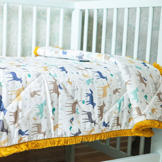 Baby Bedspread from 100% Cotton & Golden Fringes