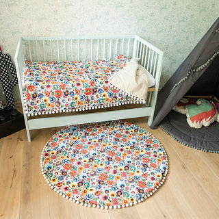 Colorful Kids Playmat with Pom Pom Trim