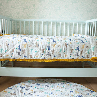 Baby Bedspread from 100% Cotton & Golden Fringes