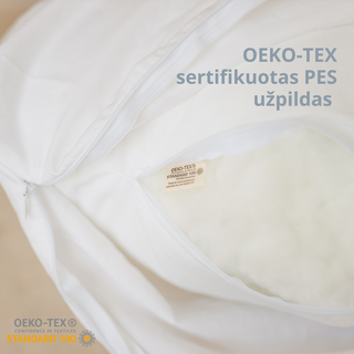 OEKO-TEX sertifikuotas sintetinis mikropluošto užpildas